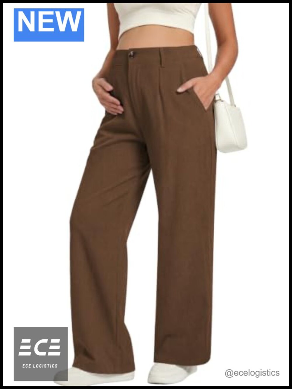 Corduroy Maternity Pants Wide Leg Pregnancy Trousers High Rise